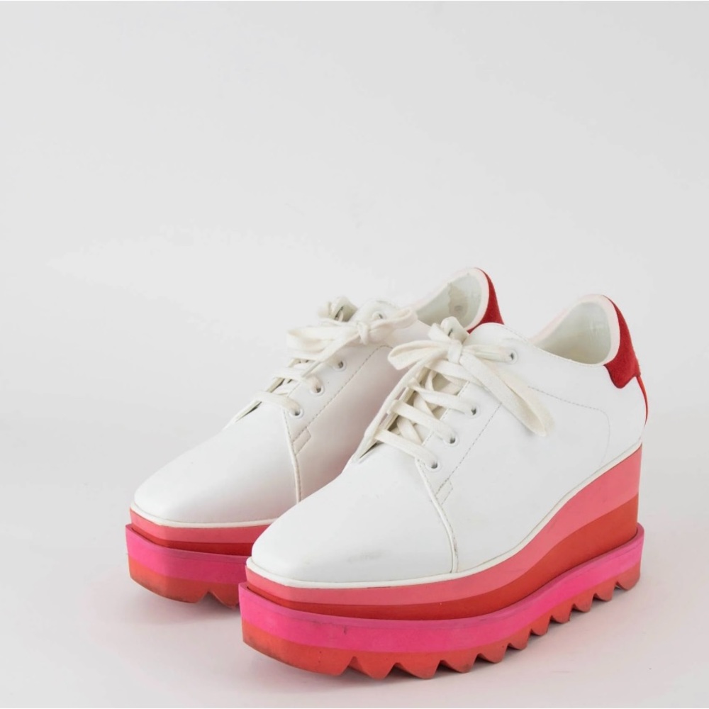 Stella McCartney white pink elyse lace up platform shoes